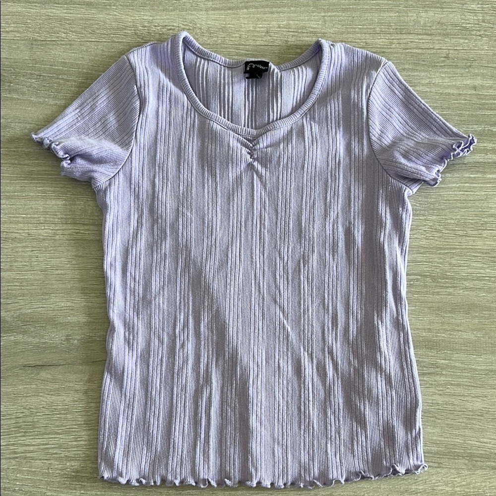 Art Class Purple Ribbed Short Sleeve T-Shirt